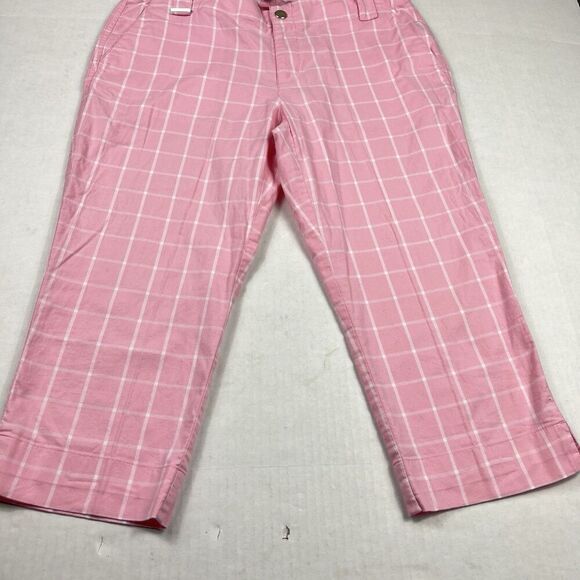 Lauren Ralph Lauren Pink Plaid Cropped Pants Coastal Preppy Classic Chino 6P - Picture 2 of 12